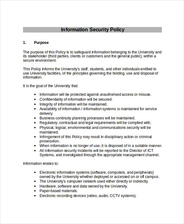 sample information security policy template
